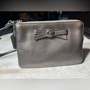 Coach Turnlock Small Wristlet Metallic Leather EPC